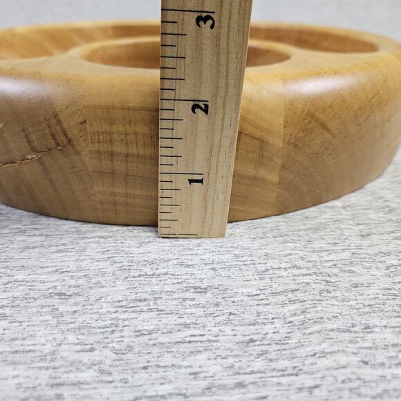 Crate & Barrel Beechwood Chip Dip Bowl Party Holiday Serving Dish Appetizer Tray - Picture 9 of 12